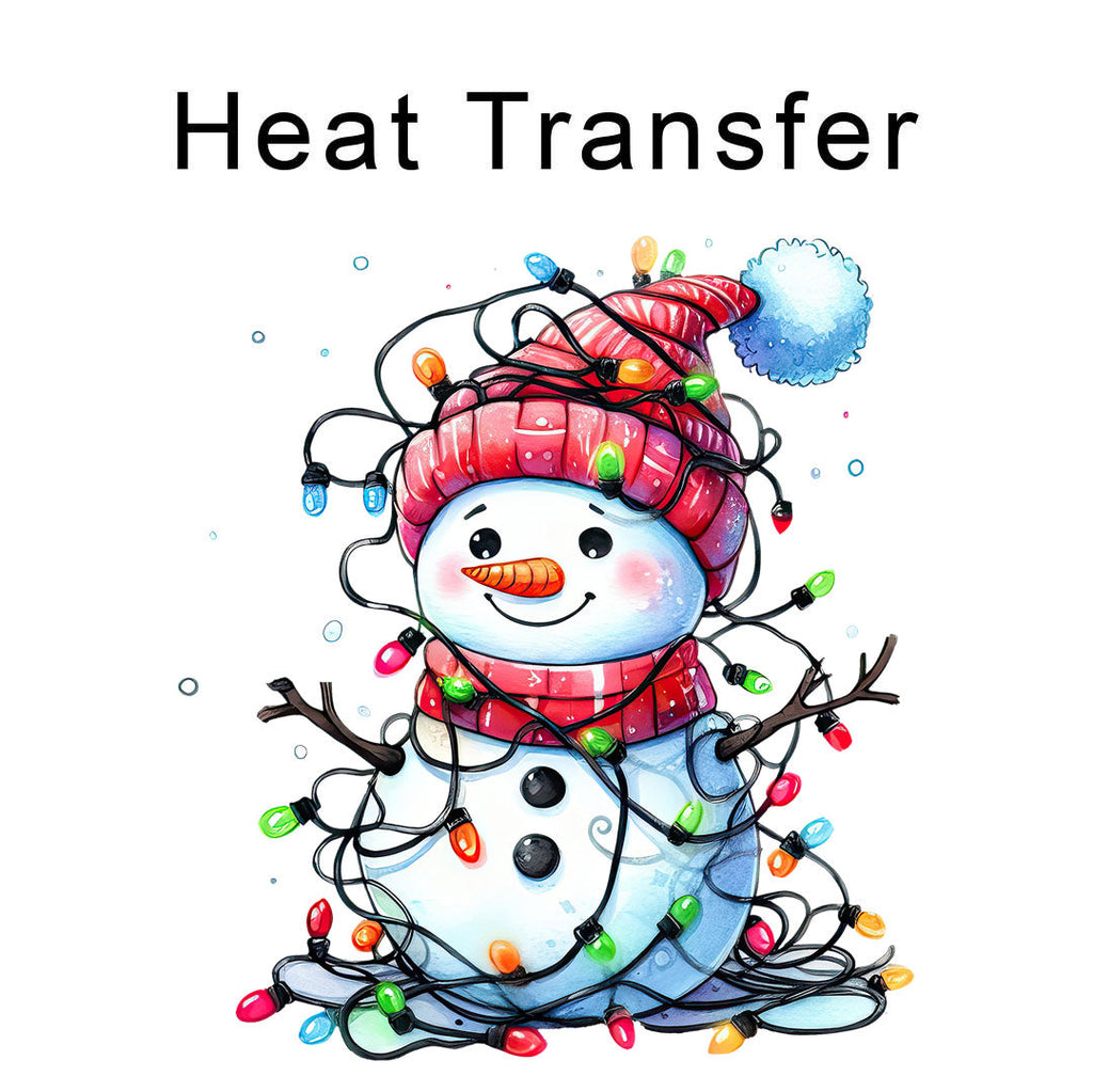 Christmas Lights Snowman Iron on Fabric Heat Transfer DTF-281