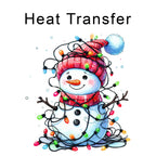 Christmas Lights Snowman Iron on Fabric Heat Transfer DTF-281