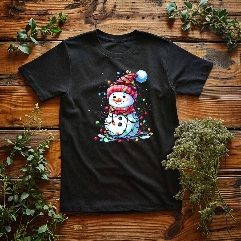 Christmas Lights Snowman Iron on Fabric Heat Transfer DTF-281