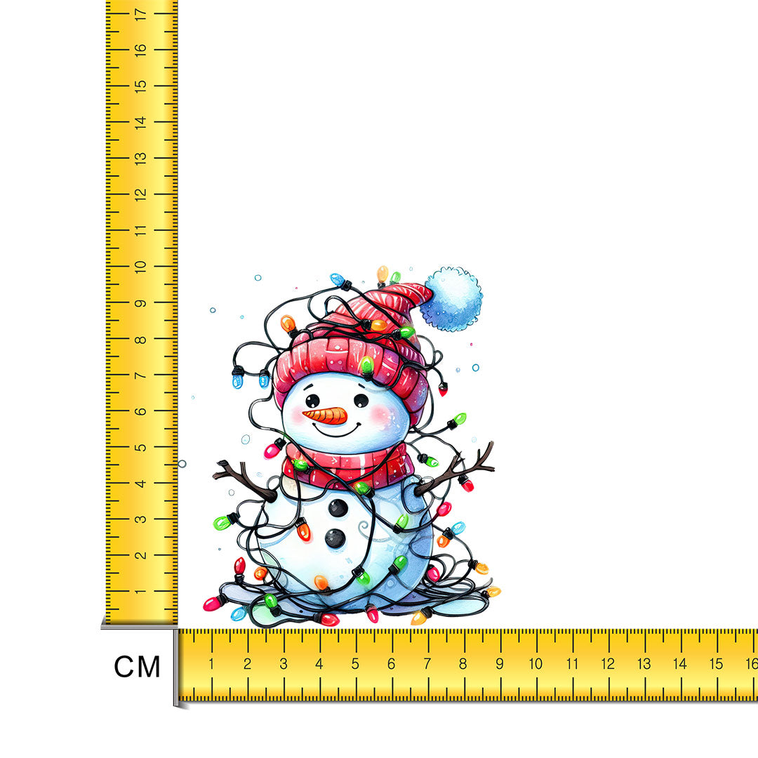 Christmas Lights Snowman Iron on Fabric Heat Transfer DTF-281