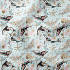 Floral Orcas Blue Fabric