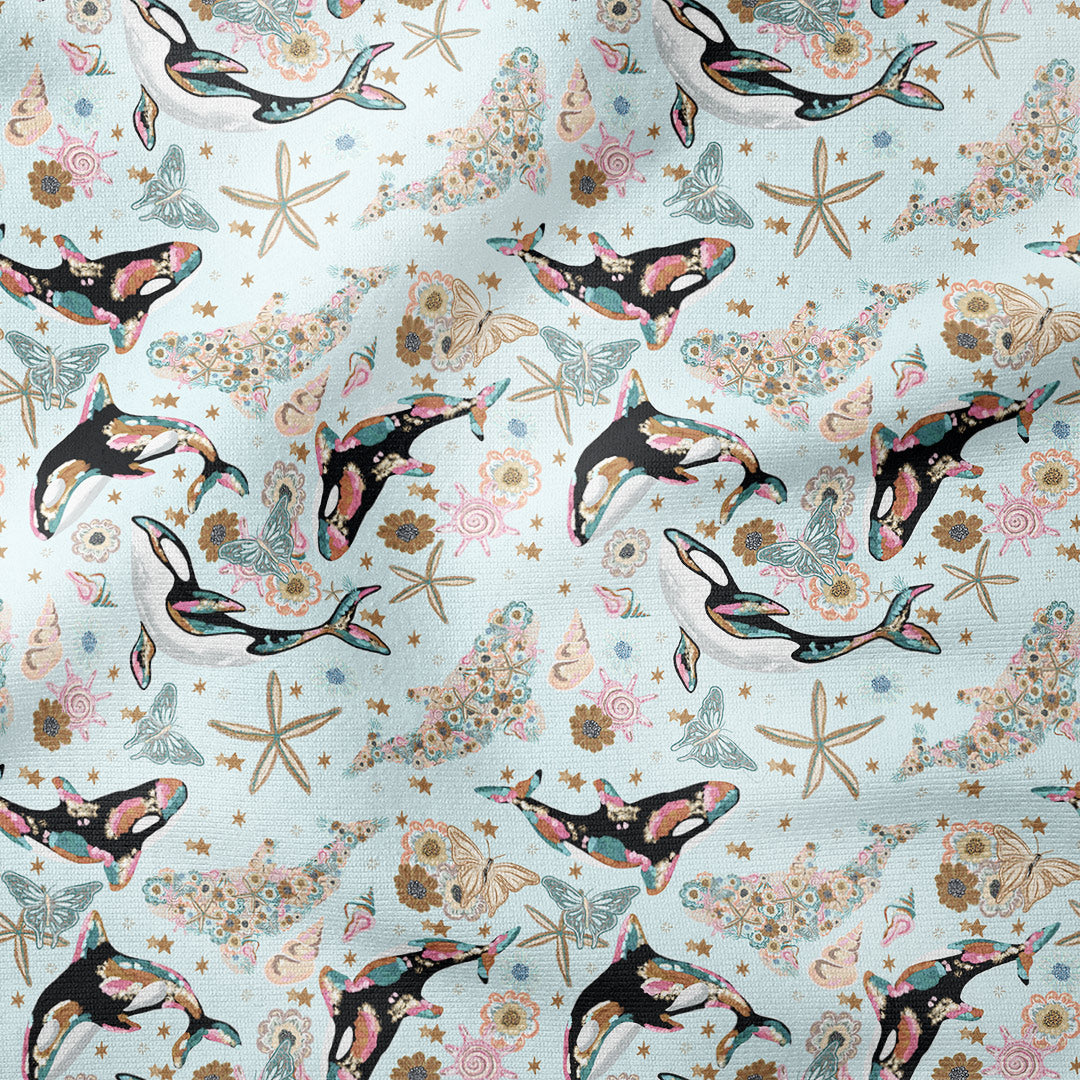 Floral Orcas Blue Fabric
