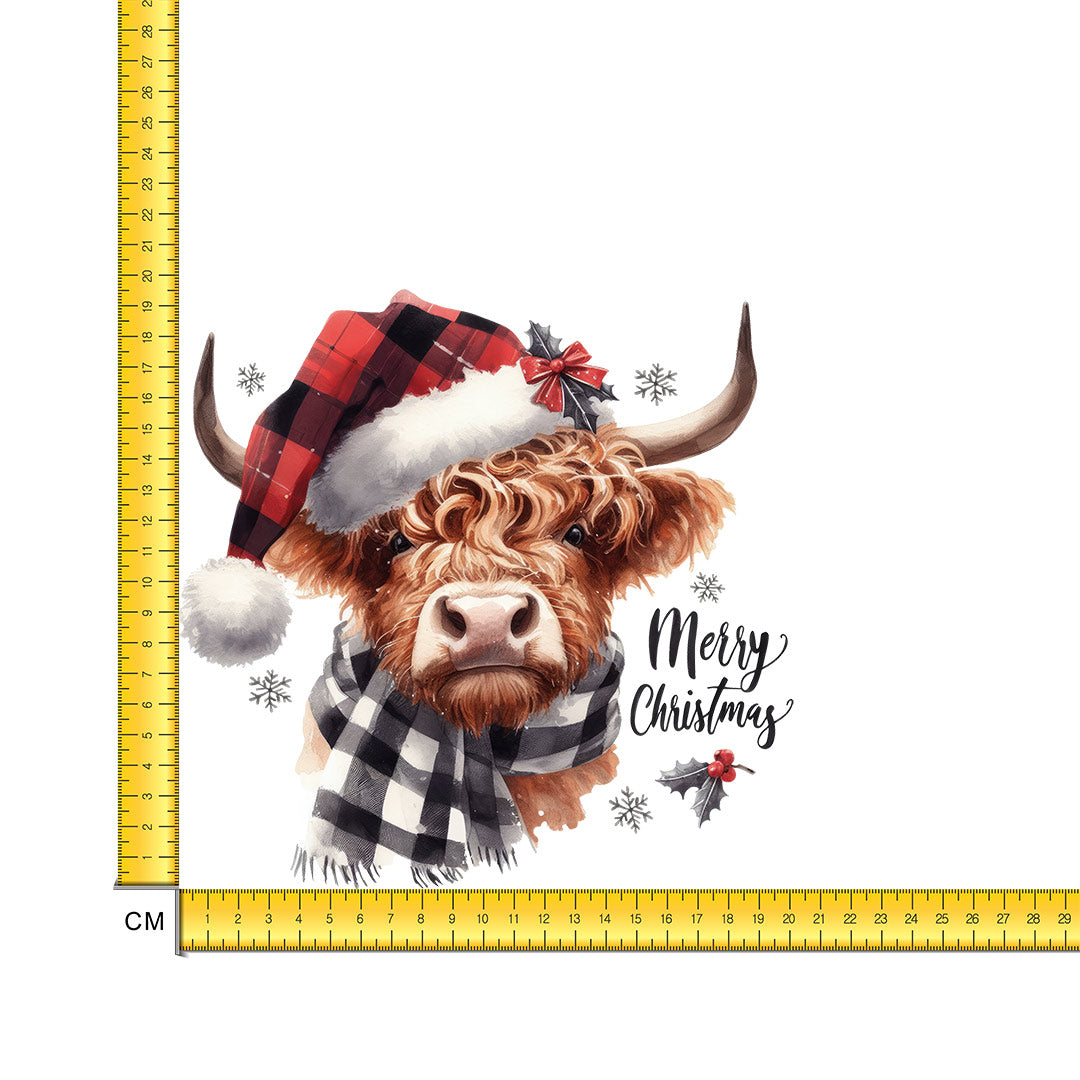 Winter Highland Cow Iron on Fabric Heat Transfer DTF-283