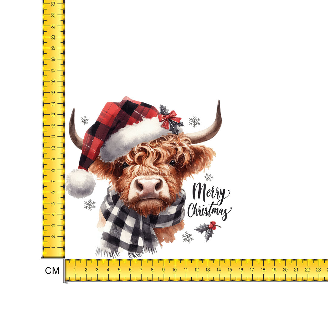Winter Highland Cow Iron on Fabric Heat Transfer DTF-283