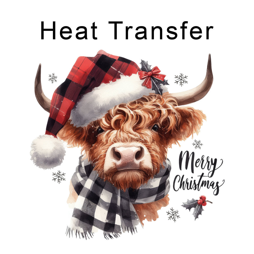 Winter Highland Cow Iron on Fabric Heat Transfer DTF-283