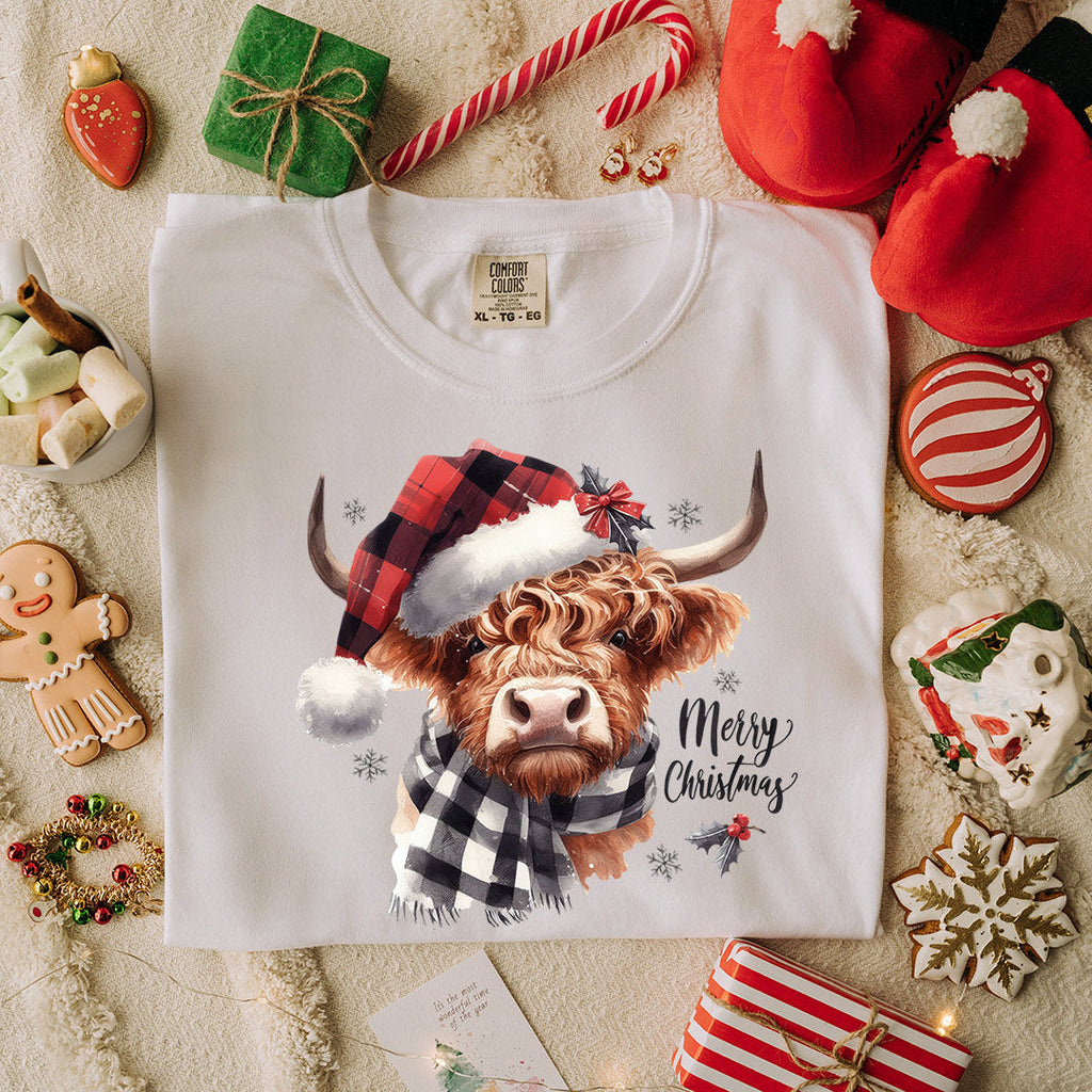 Winter Highland Cow Iron on Fabric Heat Transfer DTF-283