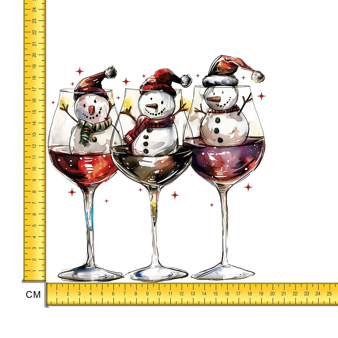 Wine Snowman Iron on Fabric Heat Transfer DTF-286