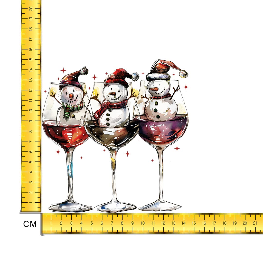 Wine Snowman Iron on Fabric Heat Transfer DTF-286