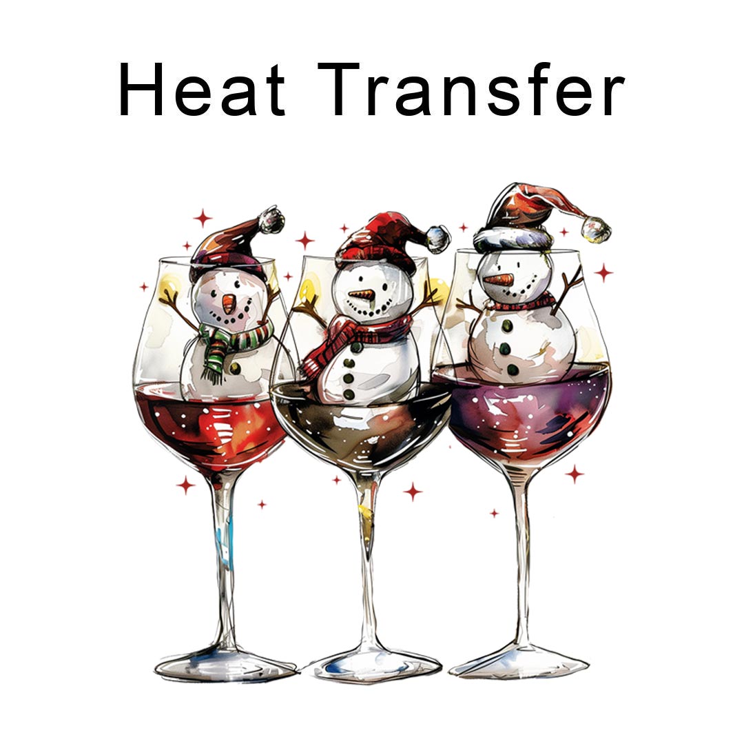 Wine Snowman Iron on Fabric Heat Transfer DTF-286