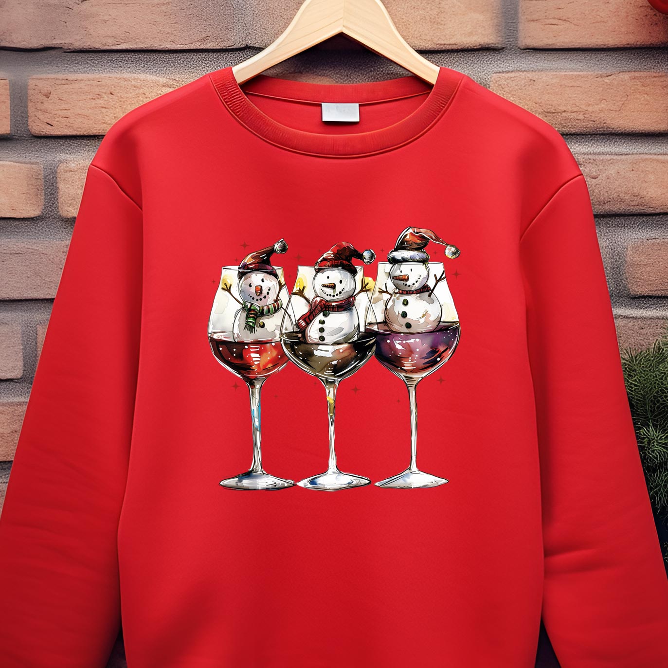 Wine Snowman Iron on Fabric Heat Transfer DTF-286