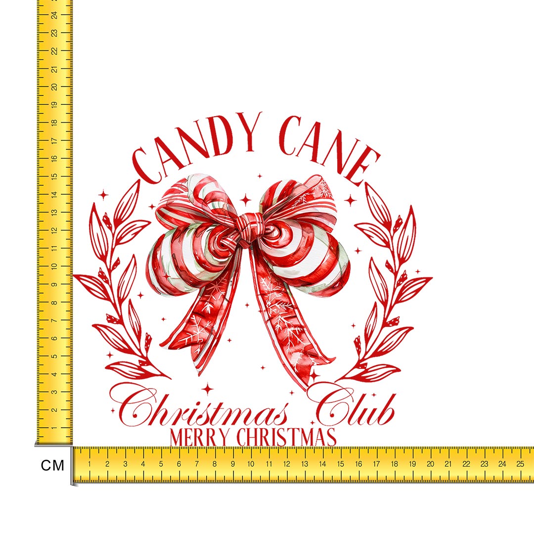 Candy Cane Christmas Club Iron on Fabric Heat Transfer DTF-287