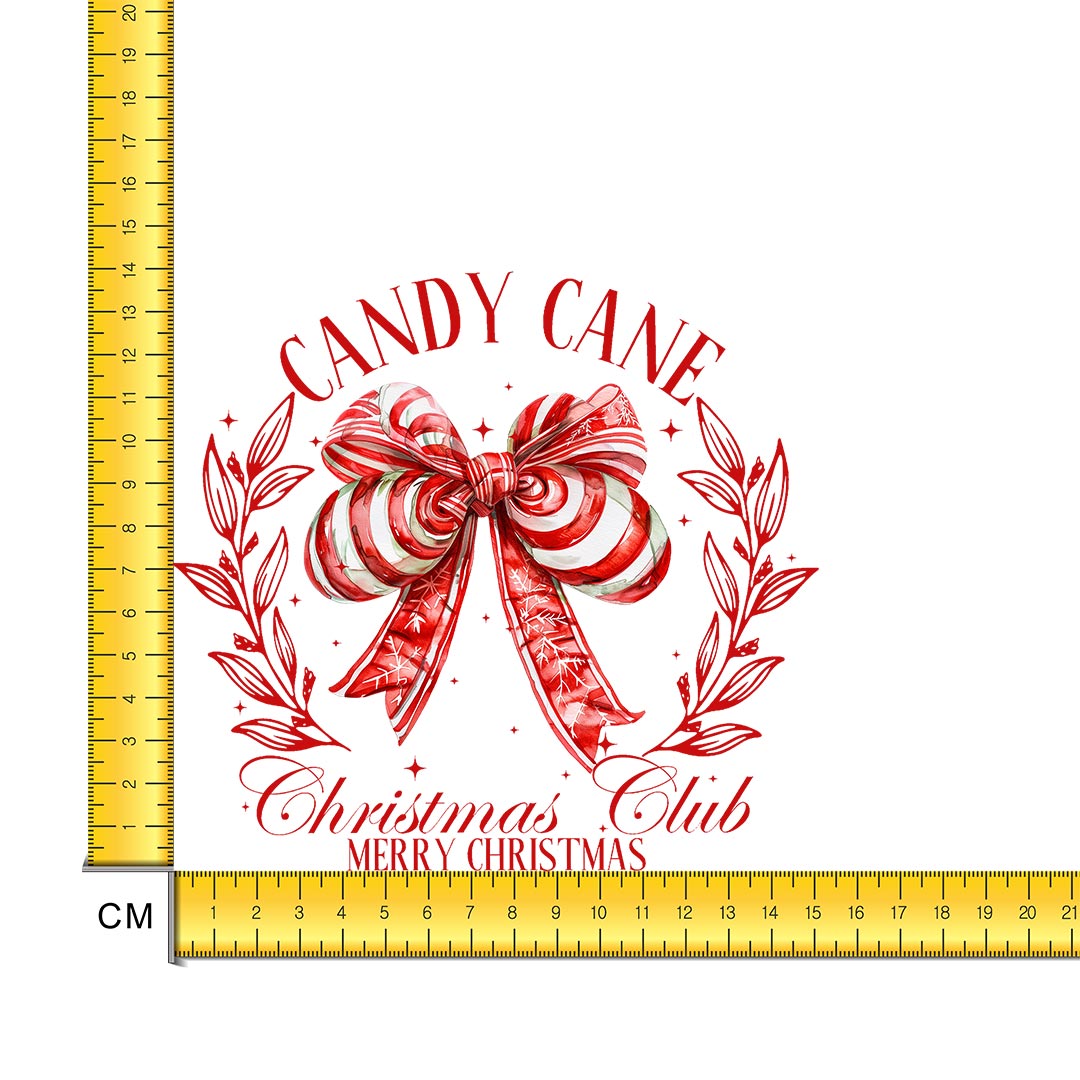 Candy Cane Christmas Club Iron on Fabric Heat Transfer DTF-287