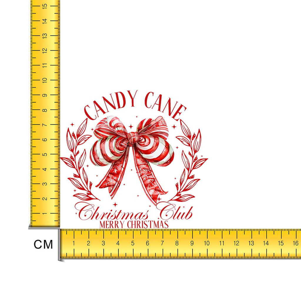 Candy Cane Christmas Club Iron on Fabric Heat Transfer DTF-287