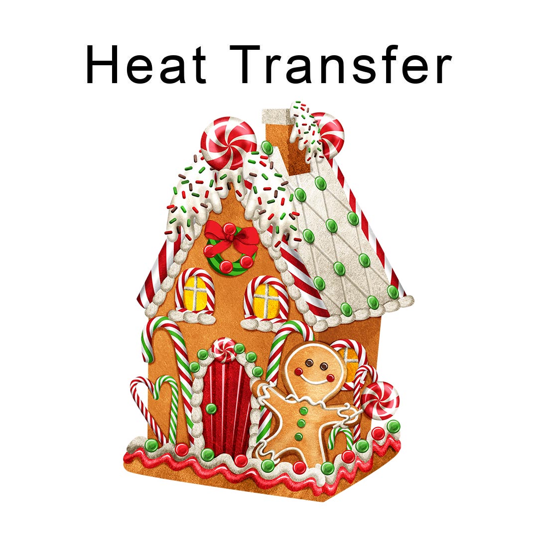 Gingerbread House Iron on Fabric Heat Transfer DTF-293