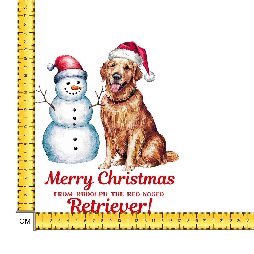 Merry Golden Retriever Dog Iron on Fabric Heat Transfer DTF-295