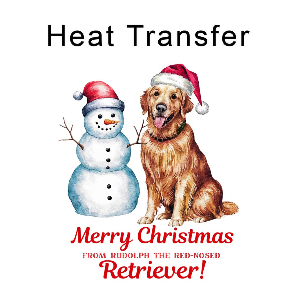 Merry Golden Retriever Dog Iron on Fabric Heat Transfer DTF-295
