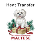 Merry Maltese Dog Iron on Fabric Heat Transfer DTF-296