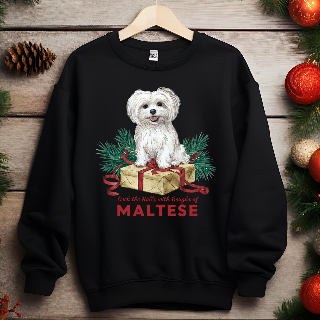 Merry Maltese Dog Iron on Fabric Heat Transfer DTF-296