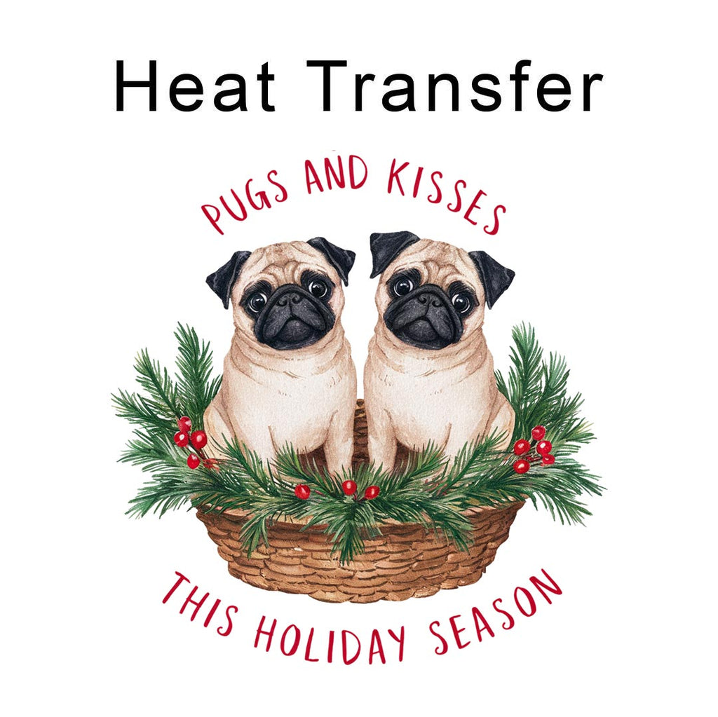Pugs and Kisses Iron on Fabric Heat Transfer DTF-298