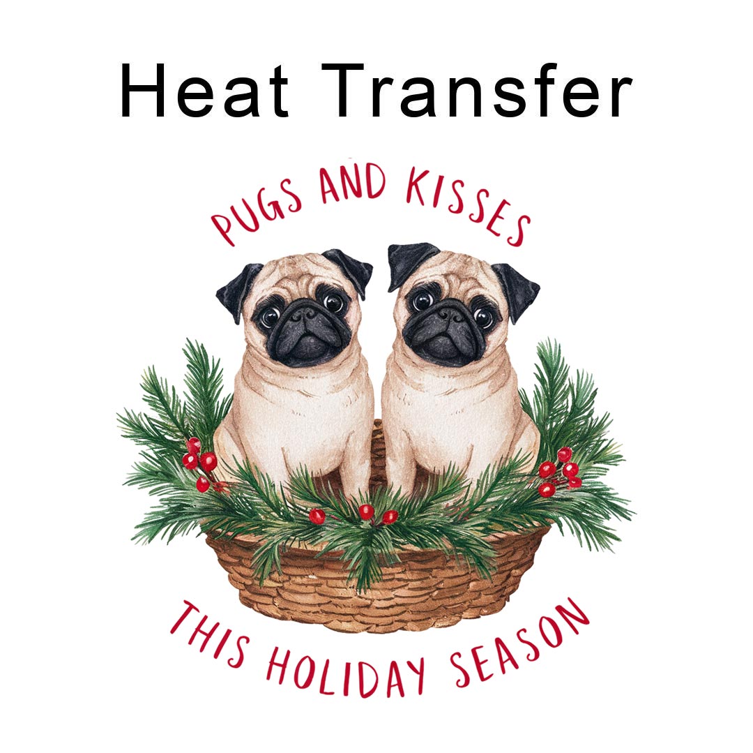Pugs and Kisses Iron on Fabric Heat Transfer DTF-298