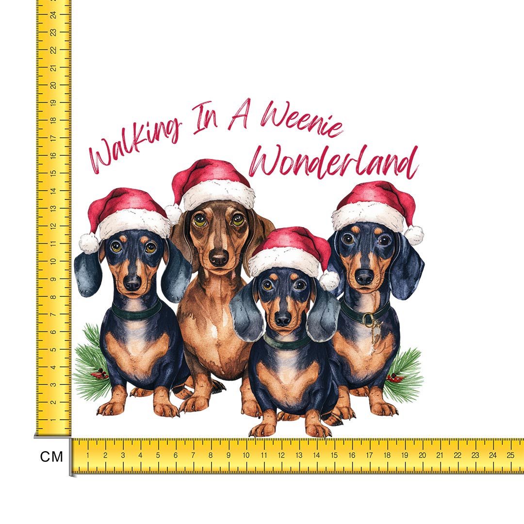 Christmas Dachshund Iron on Fabric Heat Transfer DTF-300
