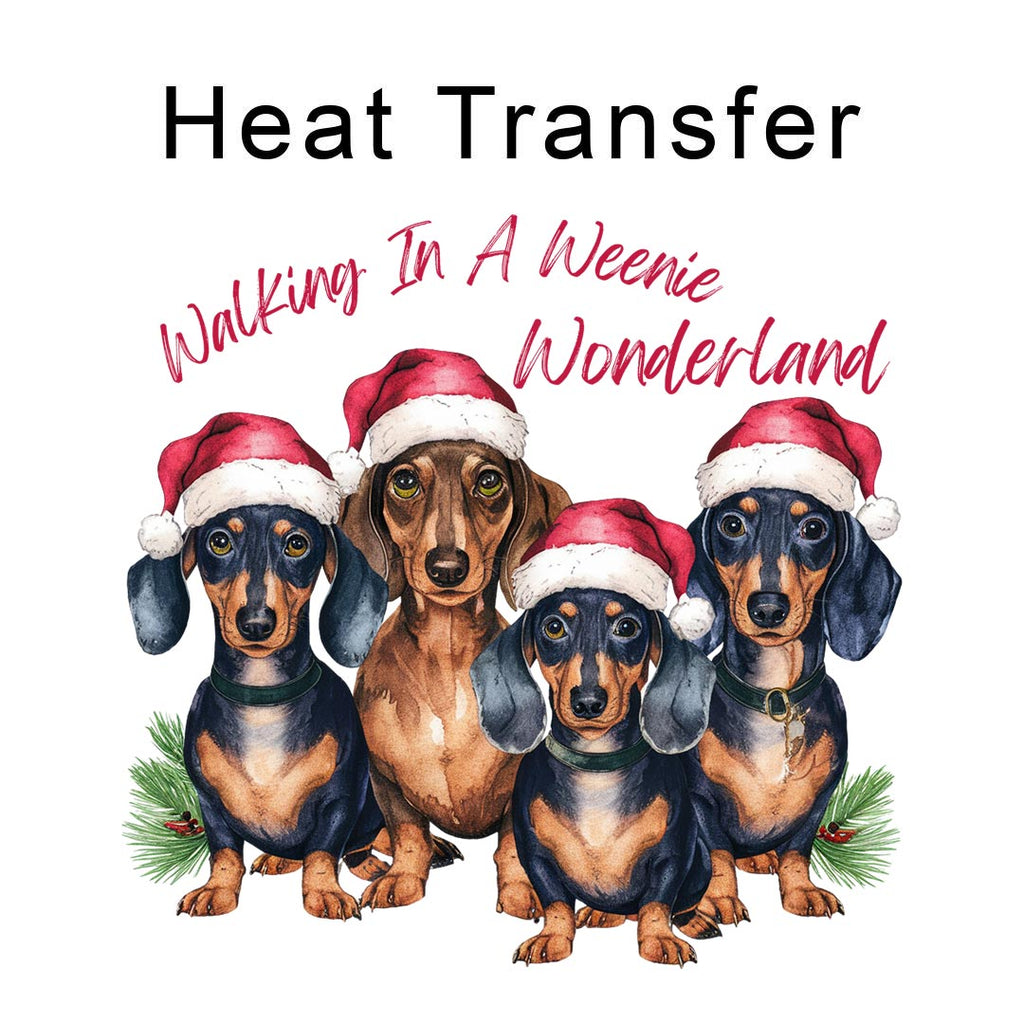 Christmas Dachshund Iron on Fabric Heat Transfer DTF-300