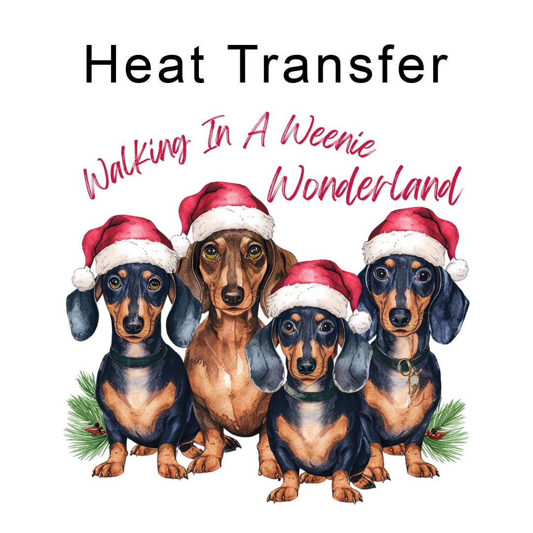 Christmas Dachshund Iron on Fabric Heat Transfer DTF-300