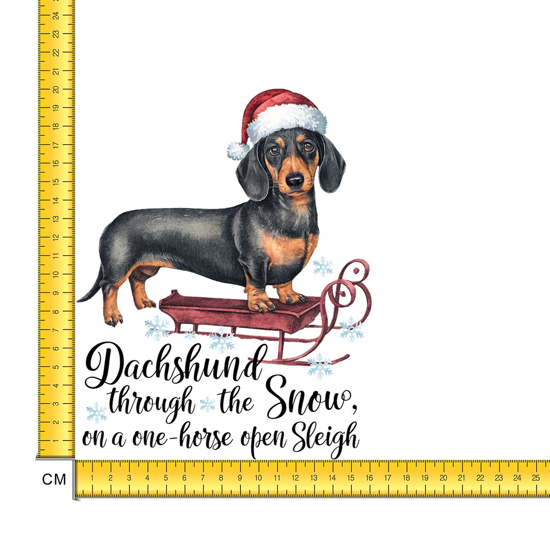 Dachshund Through The Snow Iron on Fabric Heat Transfer DTF-301