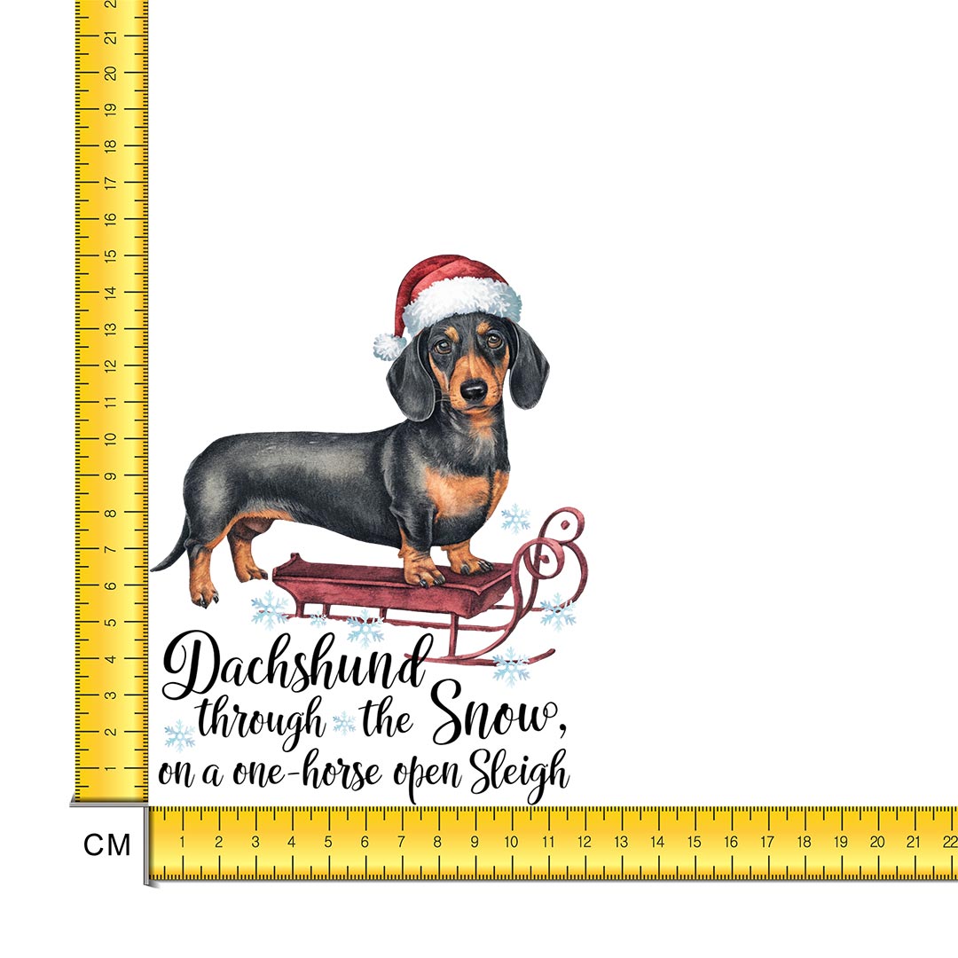 Dachshund Through The Snow Iron on Fabric Heat Transfer DTF-301