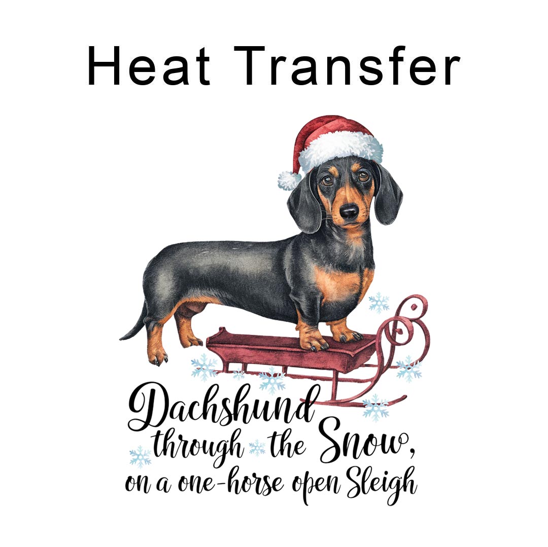 Dachshund Through The Snow Iron on Fabric Heat Transfer DTF-301