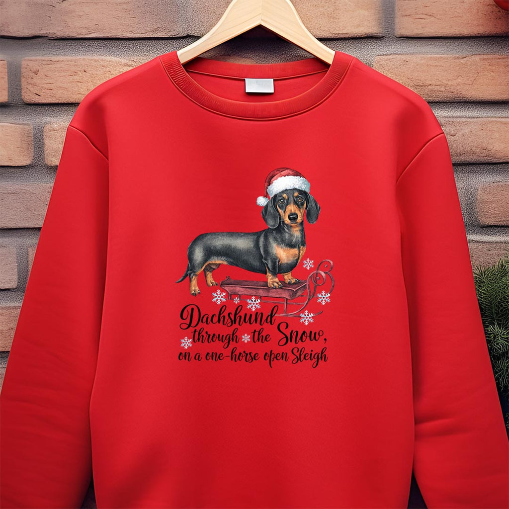 Dachshund Through The Snow Iron on Fabric Heat Transfer DTF-301