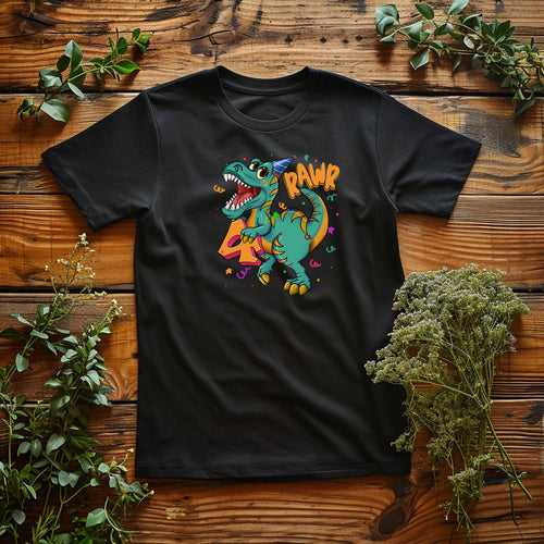 4th Birthday Dinosaur Iron on Fabric Heat Transfer DTF-322