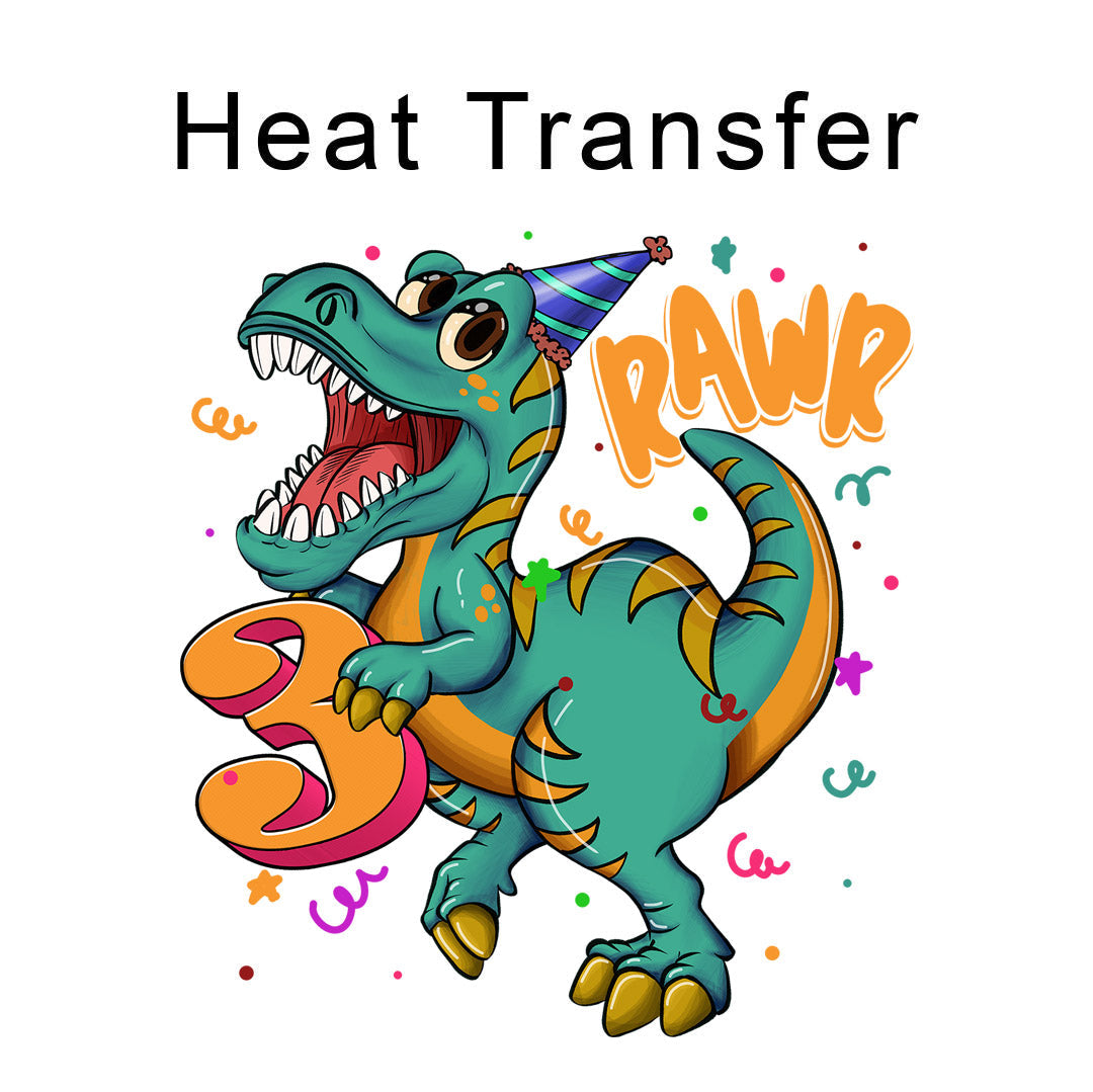 3rd Birthday Dinosaur Iron on Fabric Heat Transfer DTF-323