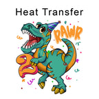 2nd Birthday Dinosaur Iron on Fabric Heat Transfer DTF-326