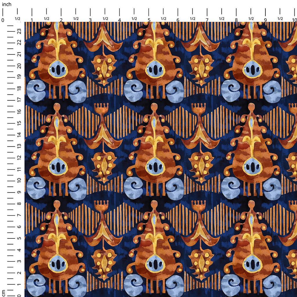 Gold Garden Ikat Fabric