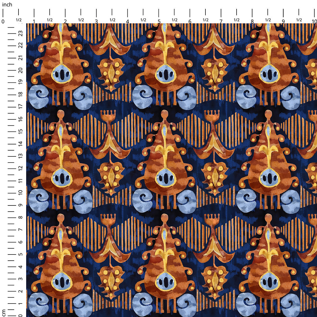 Gold Garden Ikat Fabric