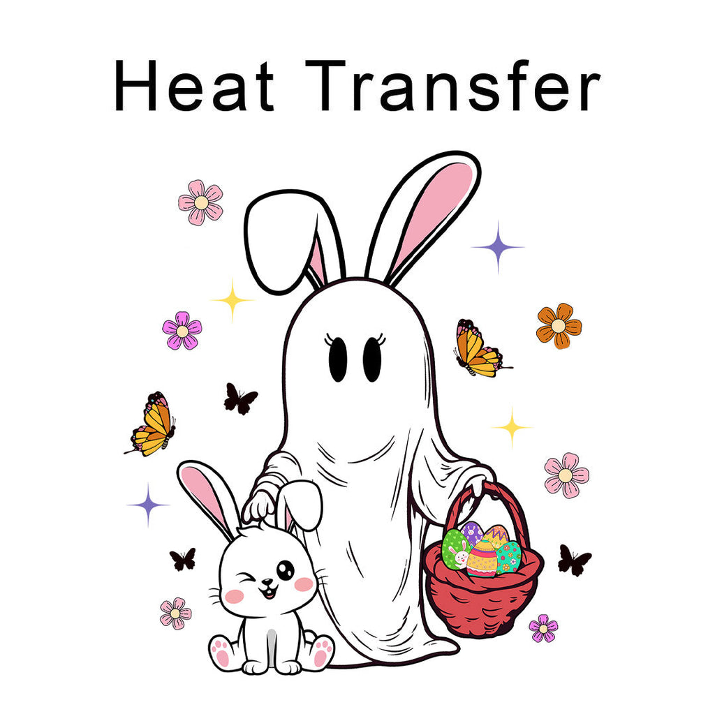 Bunny Ghost Iron on Fabric Heat Transfer DTF-348