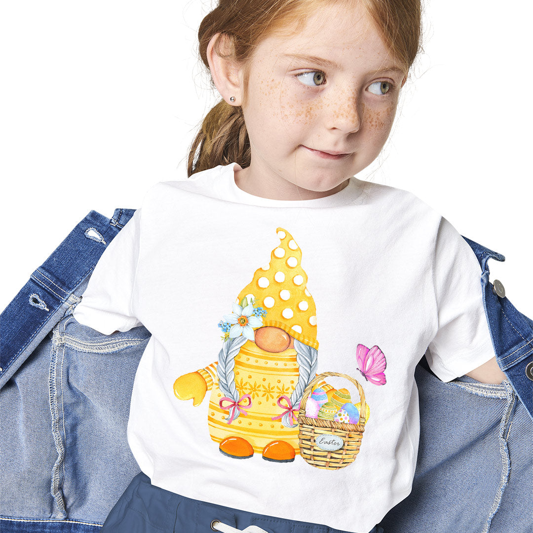 Yellow Easter Gnome Iron on Fabric Heat Transfer DTF-354