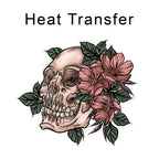 Tropical Flower Skull Iron on Fabric Heat Transfer DTF-359