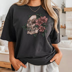 Tropical Flower Skull Iron on Fabric Heat Transfer DTF-359
