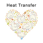 Chicken and Bunnies Spring Heart Iron on Fabric Heat Transfer DTF-361