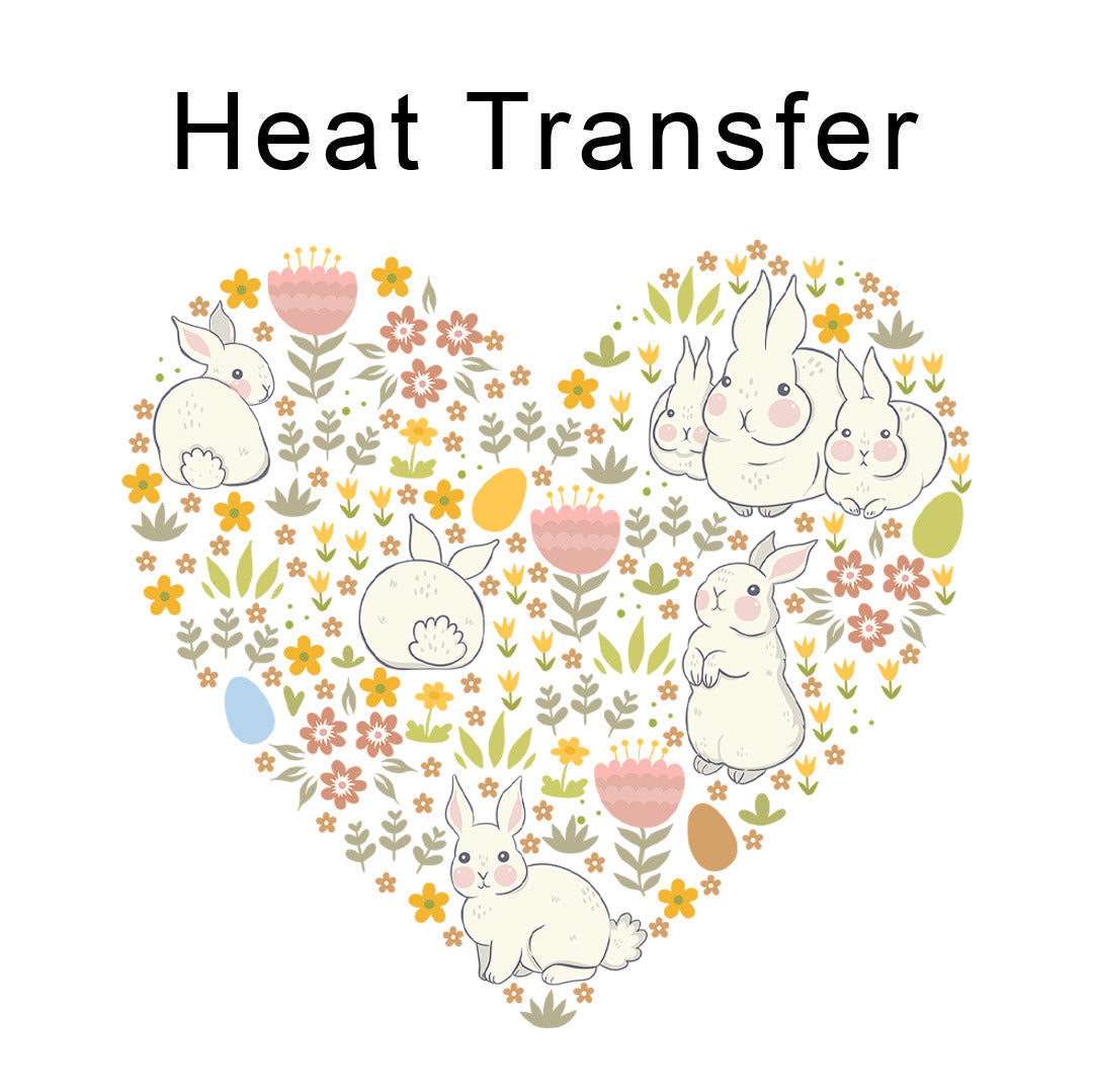 Spring Bunnies Heart Iron on Fabric Heat Transfer DTF-363