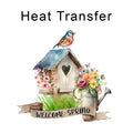 Welcome Spring Birdhouse Iron on Fabric Heat Transfer DTF-367