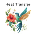 Hummingbird and Hibiscus Iron on Fabric Heat Transfer DTF-374