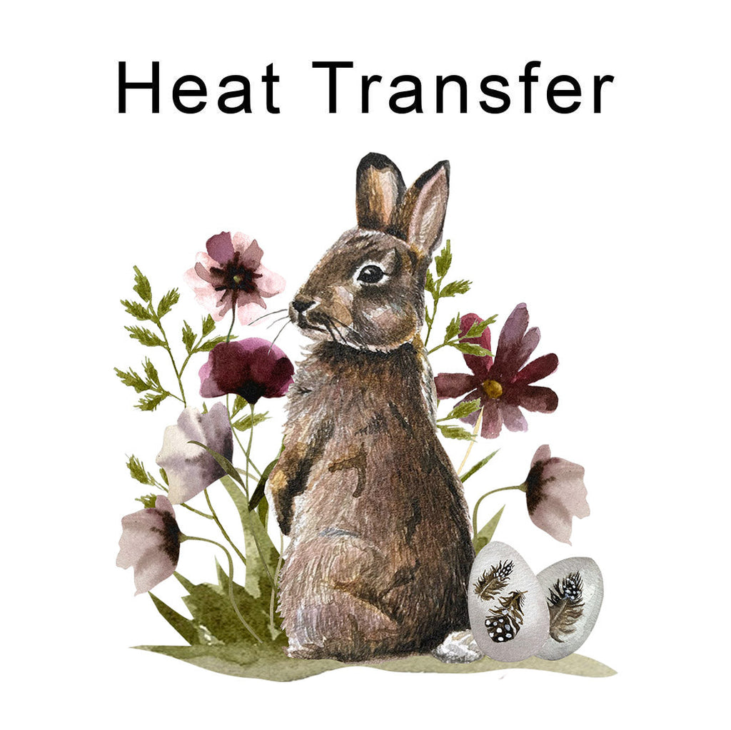 Floral Hare Iron on Fabric Heat Transfer DTF-378