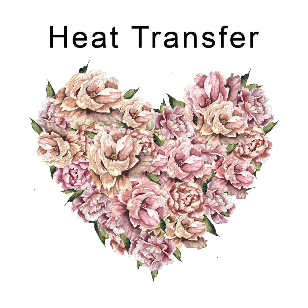 Floral Heart Iron on Fabric Heat Transfer DTF-379