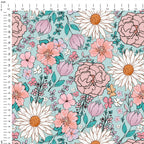 Boho Floral Aqua Fabric
