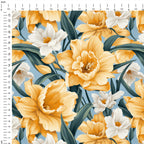 Daffodils Blue Fabric