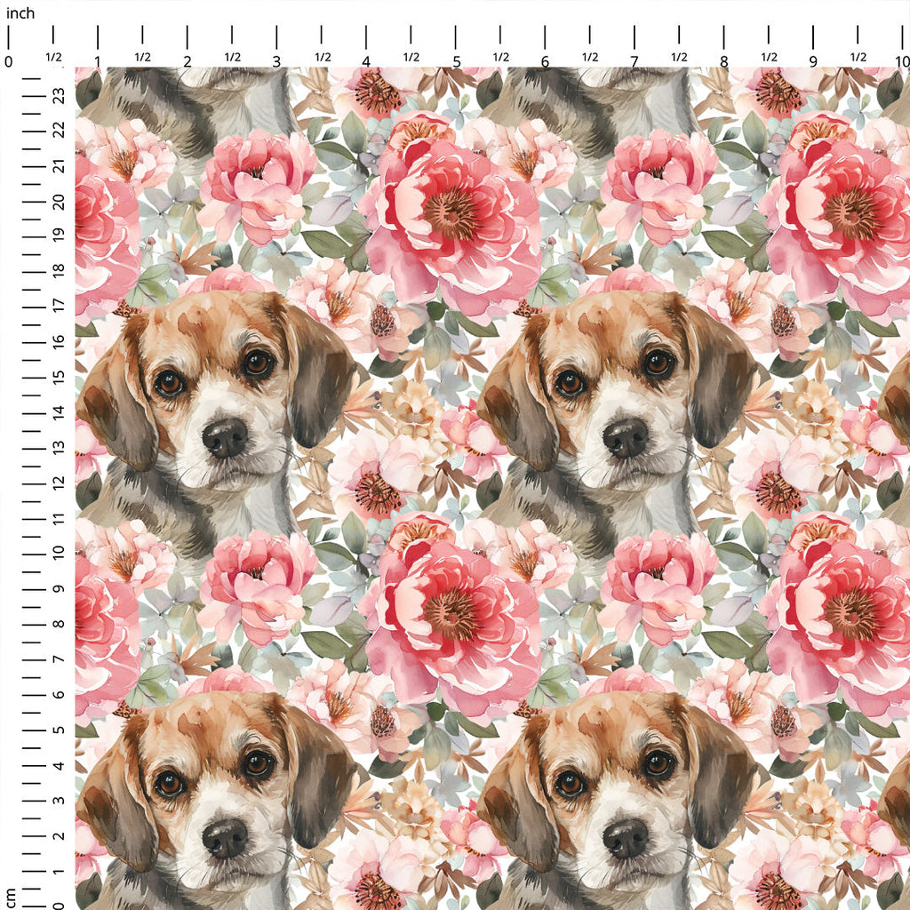 Floral Beagle Fabric