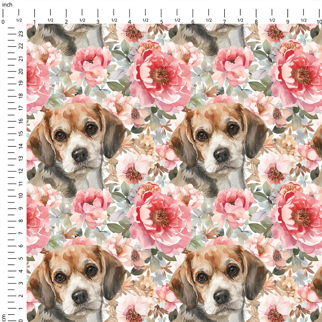 Floral Beagle Fabric